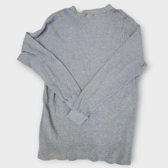 L.L.Bean Thermal Men's L Gray Henley Waffle Knit Long Sleeve VTG USA Made - Picture 2 of 5
